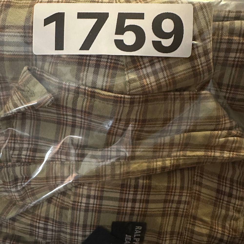 Ralph Lauren Jeans Co. Mens Plaid Short Sleeve Button Down Shirt XL Green Brown - Picture 9 of 9